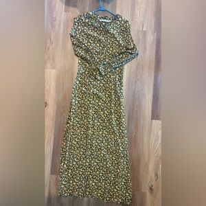 Calvin Klein Jeans Yellow and Black Floral Maxi Skirt